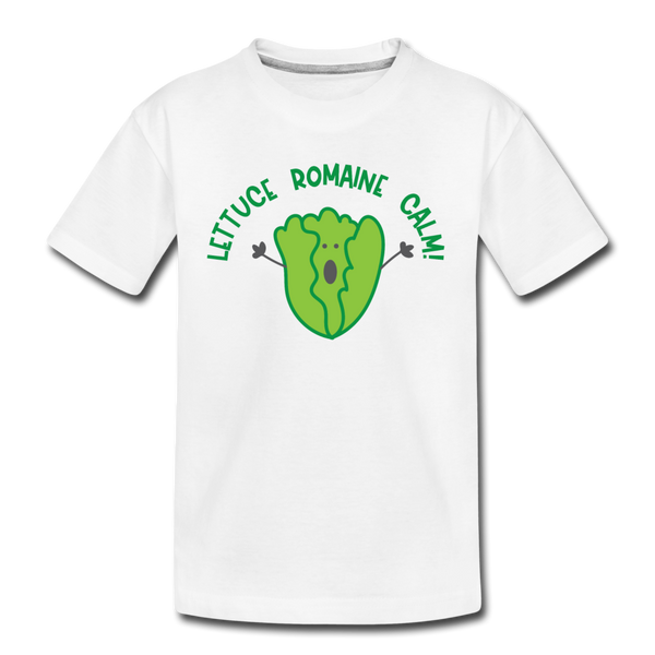 Lettuce Romaine Calm! Salad Food Pun Kids' Premium T-Shirt - white