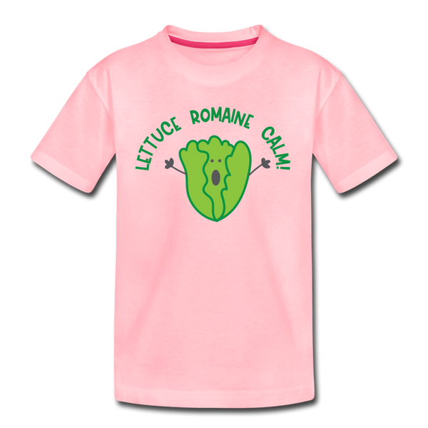 Lettuce Romaine Calm! Salad Food Pun Kids' Premium T-Shirt - pink