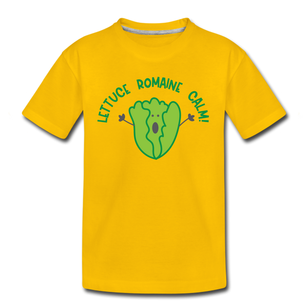Lettuce Romaine Calm! Salad Food Pun Kids' Premium T-Shirt - sun yellow