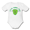 Lettuce Romaine Calm! Salad Food Pun Organic Short Sleeve Baby Bodysuit - white