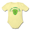 Lettuce Romaine Calm! Salad Food Pun Organic Short Sleeve Baby Bodysuit - washed yellow