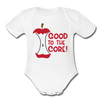 Good to the Core! Apple Food Pun Organic Short Sleeve Baby Bodysuit - white