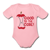 Good to the Core! Apple Food Pun Organic Short Sleeve Baby Bodysuit