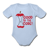 Good to the Core! Apple Food Pun Organic Short Sleeve Baby Bodysuit - sky