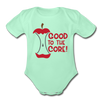 Good to the Core! Apple Food Pun Organic Short Sleeve Baby Bodysuit - light mint