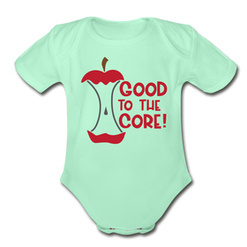 Good to the Core! Apple Food Pun Organic Short Sleeve Baby Bodysuit