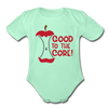 Good to the Core! Apple Food Pun Organic Short Sleeve Baby Bodysuit