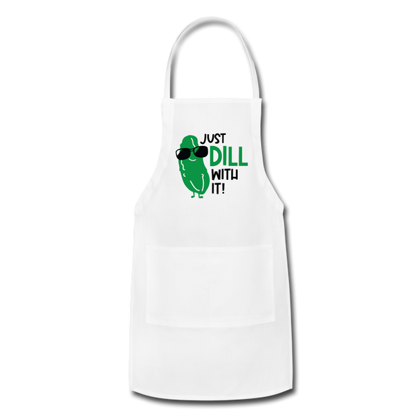 Just Dill with It! Pickle Food Pun Adjustable Apron - white
