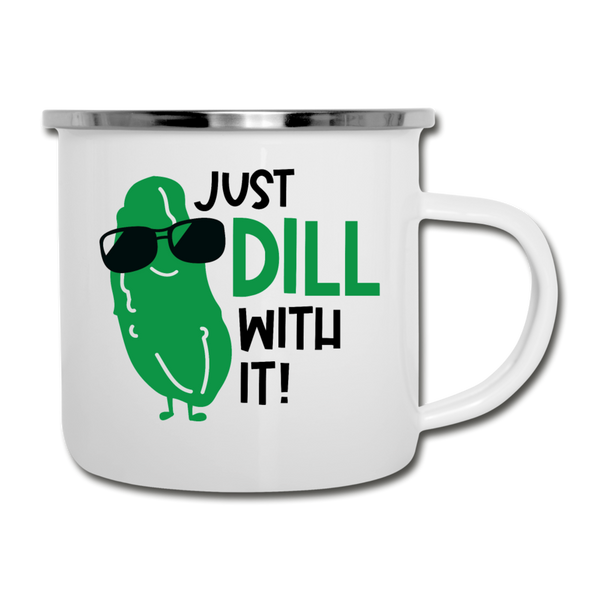 Just Dill with It! Pickle Food Pun Camper Mug - white