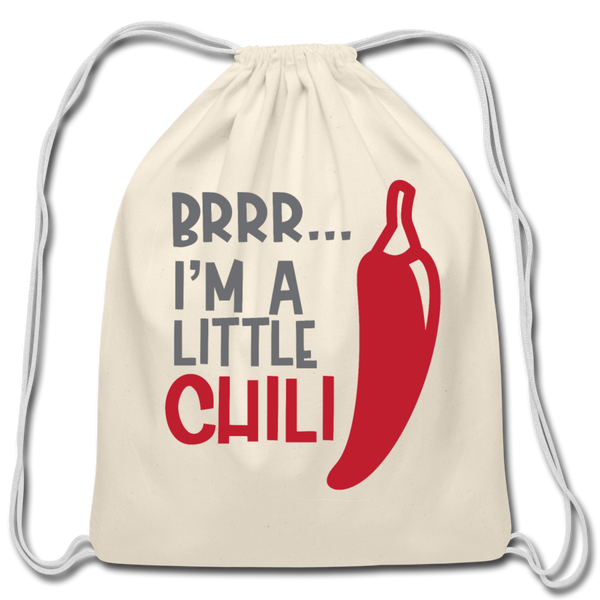 Brrr...I'm a Little Chili Food Pun Cotton Drawstring Bag - natural