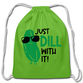 Just Dill with It! Pickle Food Pun Cotton Drawstring Bag