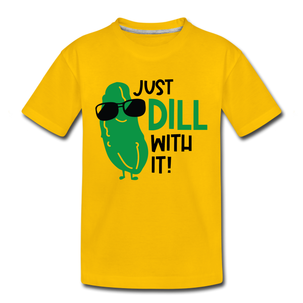 Just Dill with It! Pickle Food Pun Kids' Premium T-Shirt - sun yellow