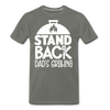 Stand Back Dad's Grilling Funny Father's Day Men's Premium T-Shirt - asphalt gray