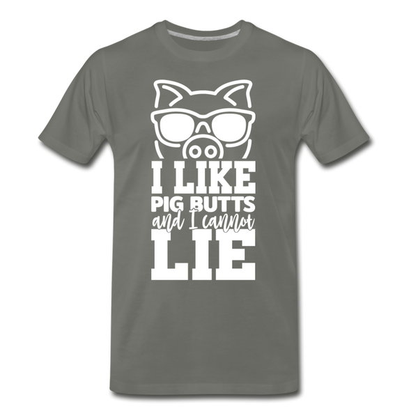 I Like Pig Butts and I Cannot Lie Funny BBQ Men's Premium T-Shirt - asphalt gray