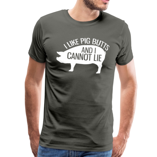 I Like Pig Butts and I Cannot Lie Funny BBQ Men's Premium T-Shirt - asphalt gray