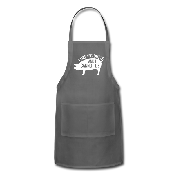 I Like Pig Butts and I Cannot Lie Funny BBQ Adjustable Apron - charcoal