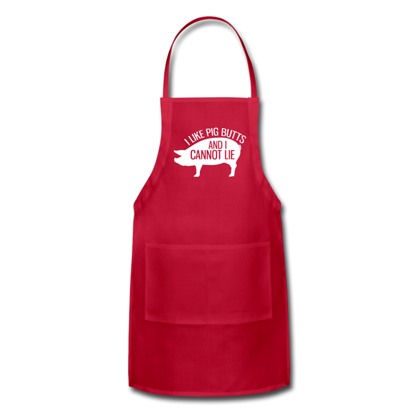 I Like Pig Butts and I Cannot Lie Funny BBQ Adjustable Apron - red