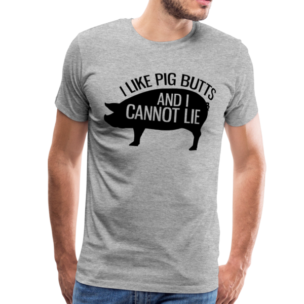 I Like Pig Butts and I Cannot Lie Funny BBQ Men's Premium T-Shirt - heather gray