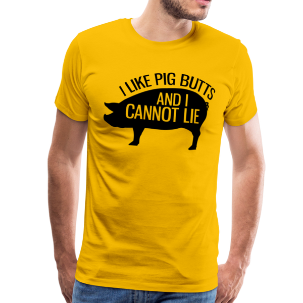 I Like Pig Butts and I Cannot Lie Funny BBQ Men's Premium T-Shirt - sun yellow