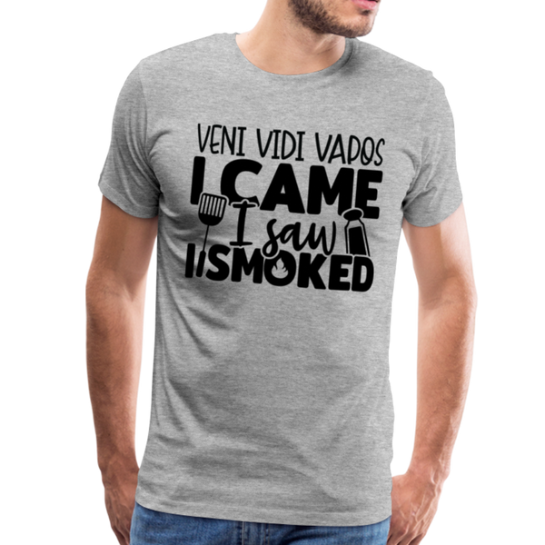 Veni Vidi Vapos I Came I Saw I Smoked: BBQ Smoker Men's Premium T-Shirt - heather gray
