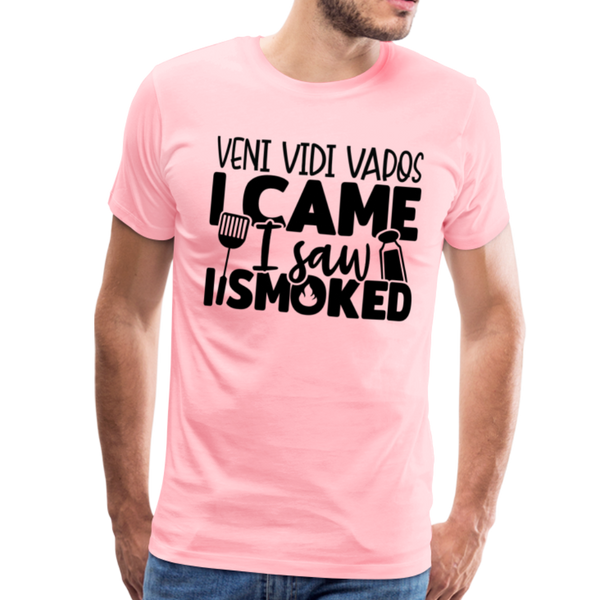 Veni Vidi Vapos I Came I Saw I Smoked: BBQ Smoker Men's Premium T-Shirt - pink