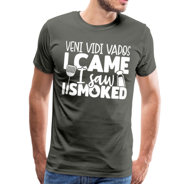 Veni Vidi Vapos I Came I Saw I Smoked: BBQ Smoker Men's Premium T-Shirt - asphalt gray