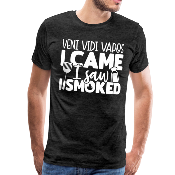 Veni Vidi Vapos I Came I Saw I Smoked: BBQ Smoker Men's Premium T-Shirt - charcoal gray
