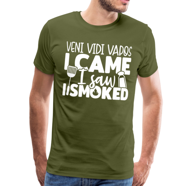 Veni Vidi Vapos I Came I Saw I Smoked: BBQ Smoker Men's Premium T-Shirt - olive green