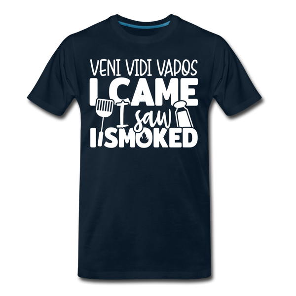 Veni Vidi Vapos I Came I Saw I Smoked: BBQ Smoker Men's Premium T-Shirt - deep navy