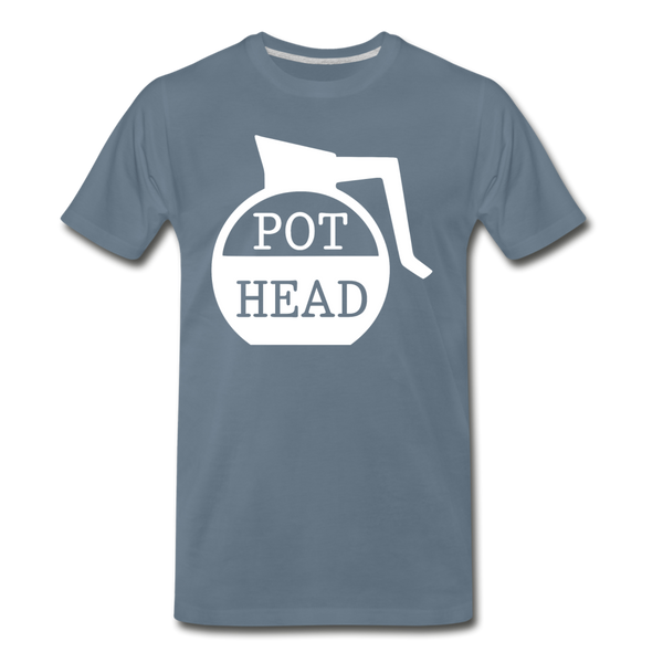 Pot Head Funny Coffee Men's Premium T-Shirt - steel blue