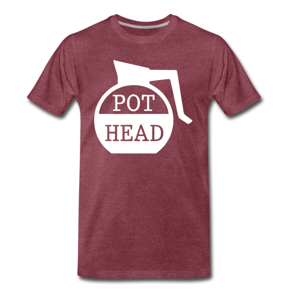 Pot Head Funny Coffee Men's Premium T-Shirt - heather burgundy