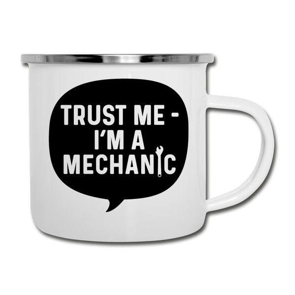 Trust Me I'm a Mechanic Funny Camper Mug - white