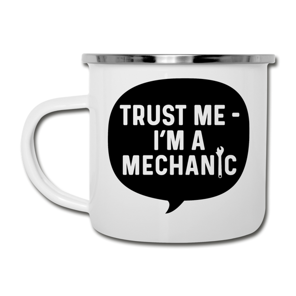 Trust Me I'm a Mechanic Funny Camper Mug - white