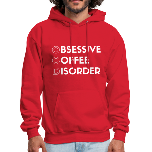 Funny Obsessive Coffee Disorder Men's Hoodie - red