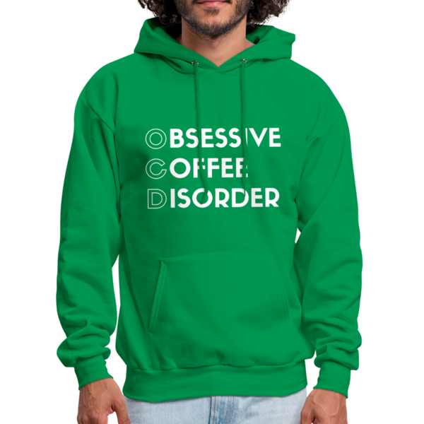 Funny Obsessive Coffee Disorder Men's Hoodie - kelly green