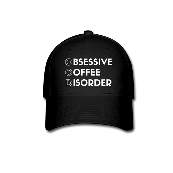 Funny Obsessive Coffee Disorder Baseball Cap - black