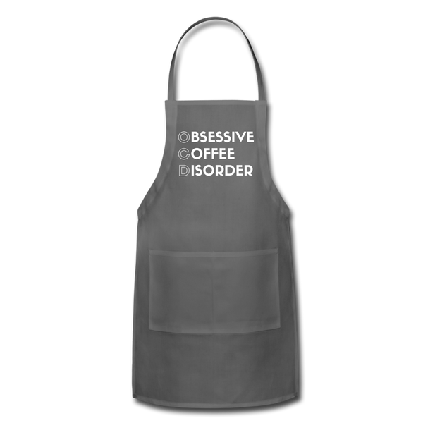 Funny Obsessive Coffee Disorder Adjustable Apron - charcoal
