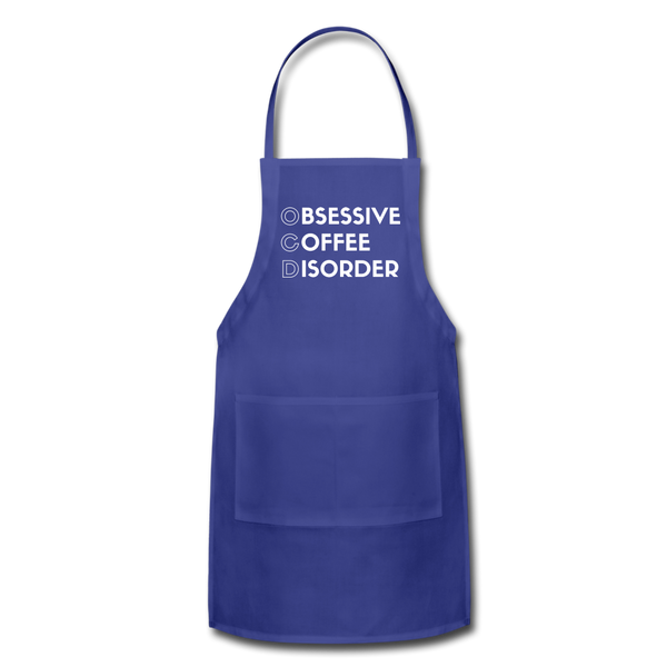 Funny Obsessive Coffee Disorder Adjustable Apron - royal blue