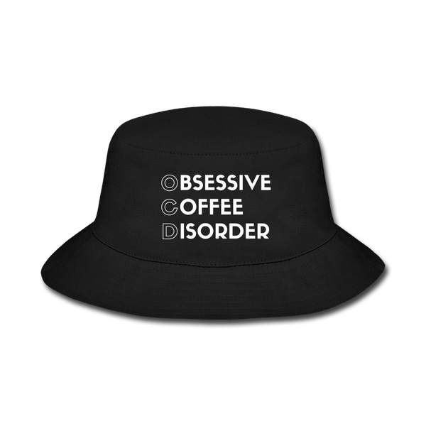 Funny Obsessive Coffee Disorder Bucket Hat - black