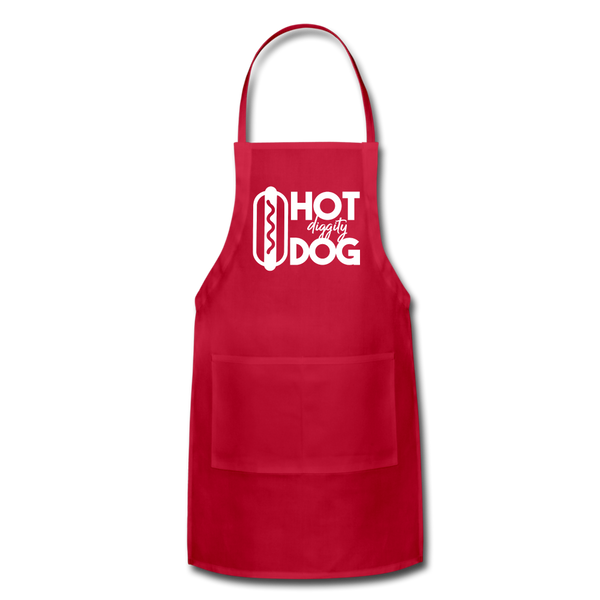Hot Diggity Dog Funny Grilling Adjustable Apron - red