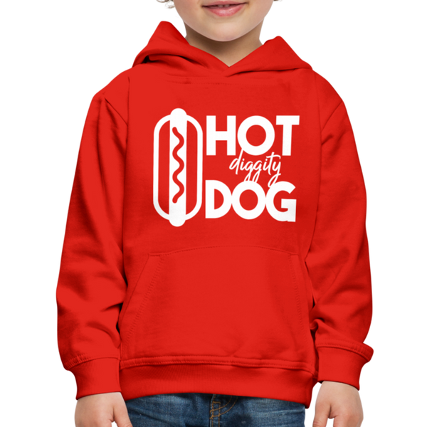 Hot Diggity Dog Funny Grilling Kids‘ Premium Hoodie - red