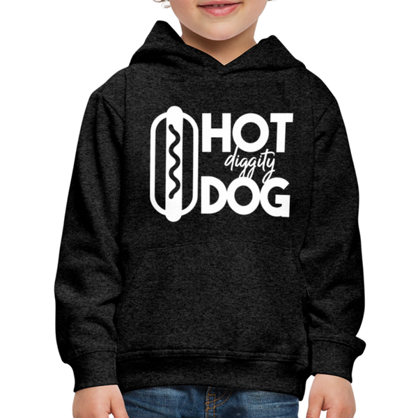 Hot Diggity Dog Funny Grilling Kids‘ Premium Hoodie - charcoal gray