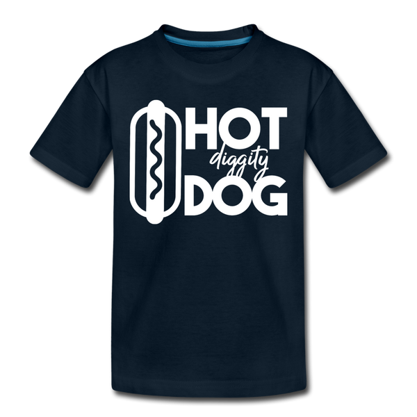 Hot Diggity Dog Funny Grilling Kids' Premium T-Shirt - deep navy