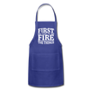 First I Light The Fire Then I Grill The Things Adjustable Apron - royal blue