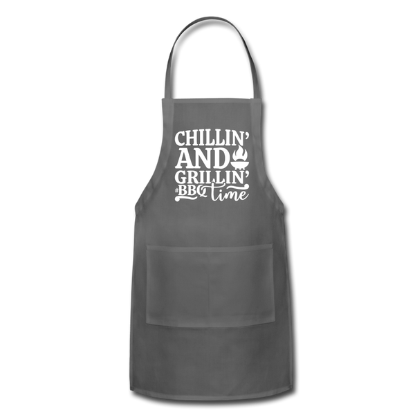 Chillin' and Grillin' BBQ Time Grilling Adjustable Apron - charcoal