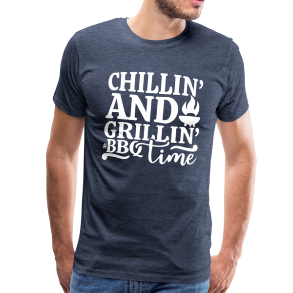 Chillin' and Grillin' BBQ Time Grilling Men's Premium T-Shirt - heather blue