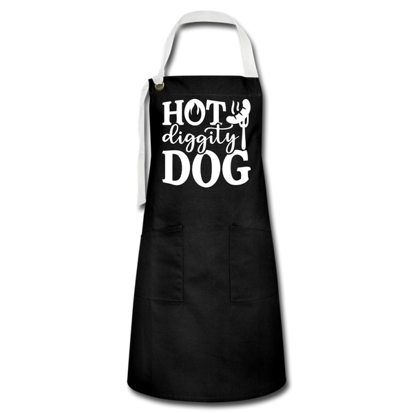 Hot Diggity Dog BBQ Grilling Artisan Apron - black/white