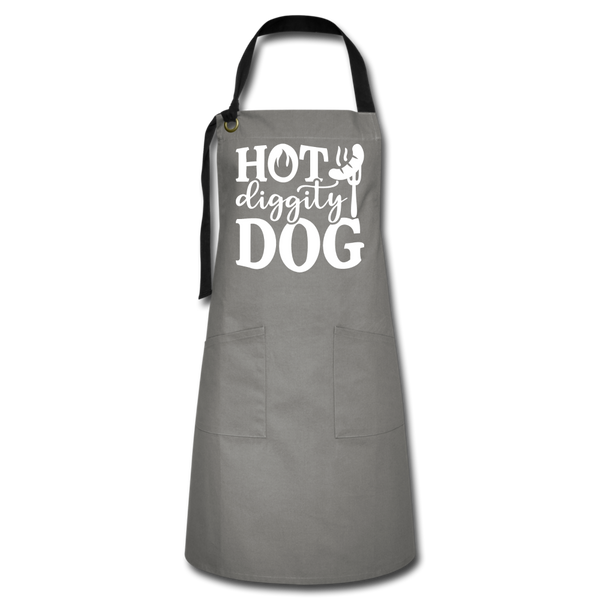 Hot Diggity Dog BBQ Grilling Artisan Apron - gray/black