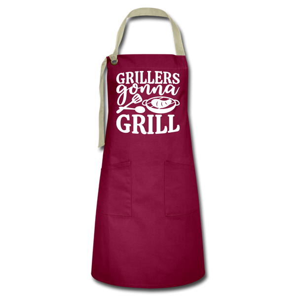 Grillers Gonna Grill BBQ Artisan Apron - burgundy/khaki