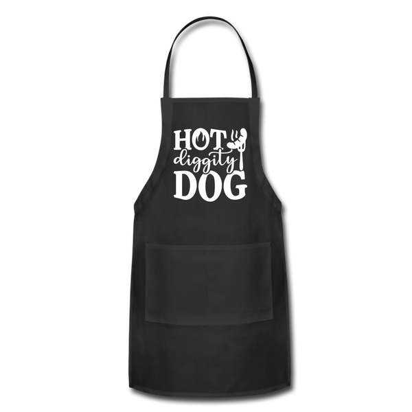 Hot Diggity Dog BBQ Grilling Adjustable Apron - black